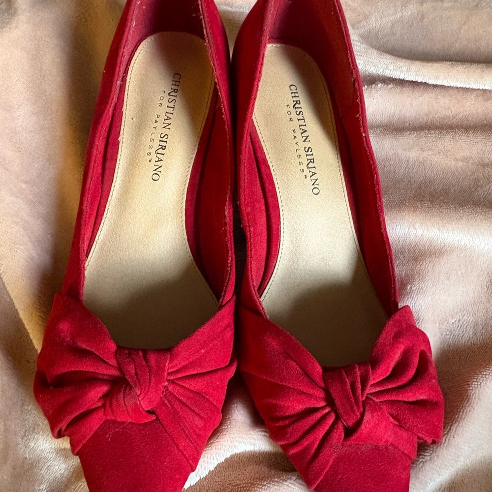 Christian Siriano Red Flats with Bow Detail